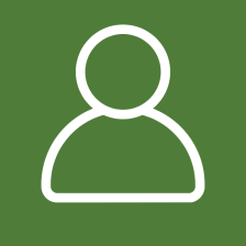 Green background with white avatar outline of a person