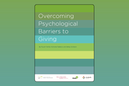 Cover page of Overcoming Psychological Barriers to Giving report