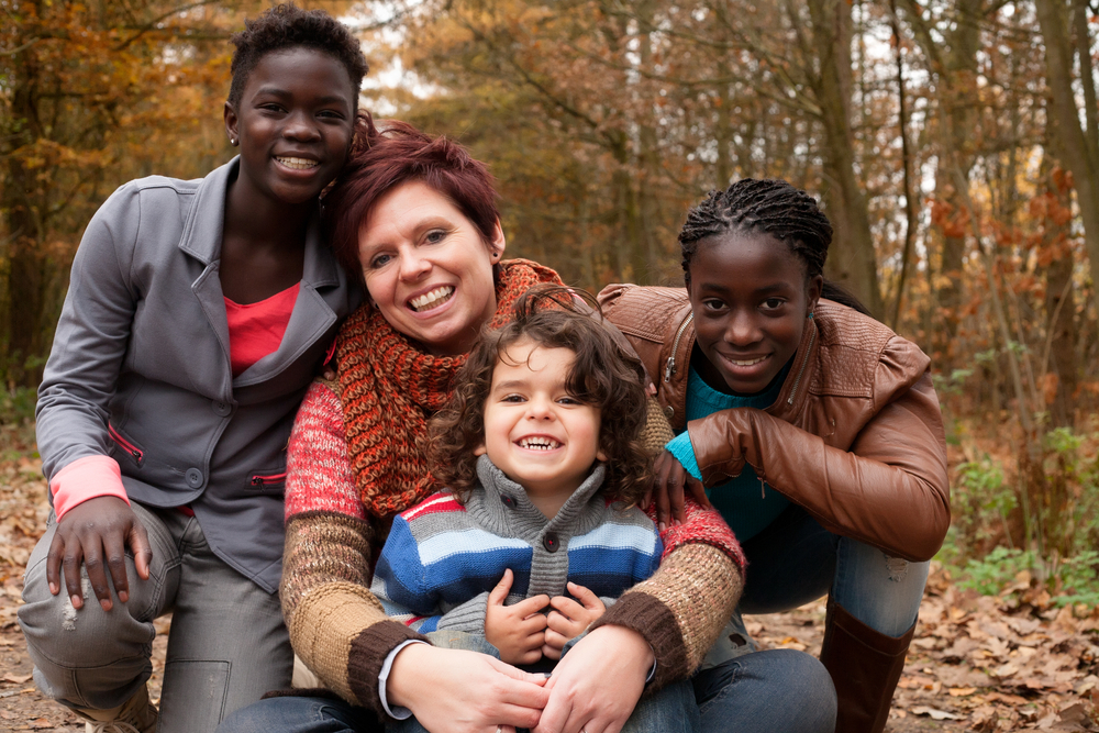 diverse family with adopted children
