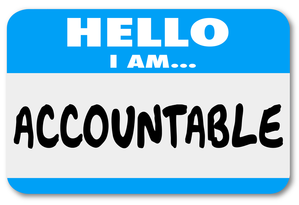 A nametag that says "accountable"