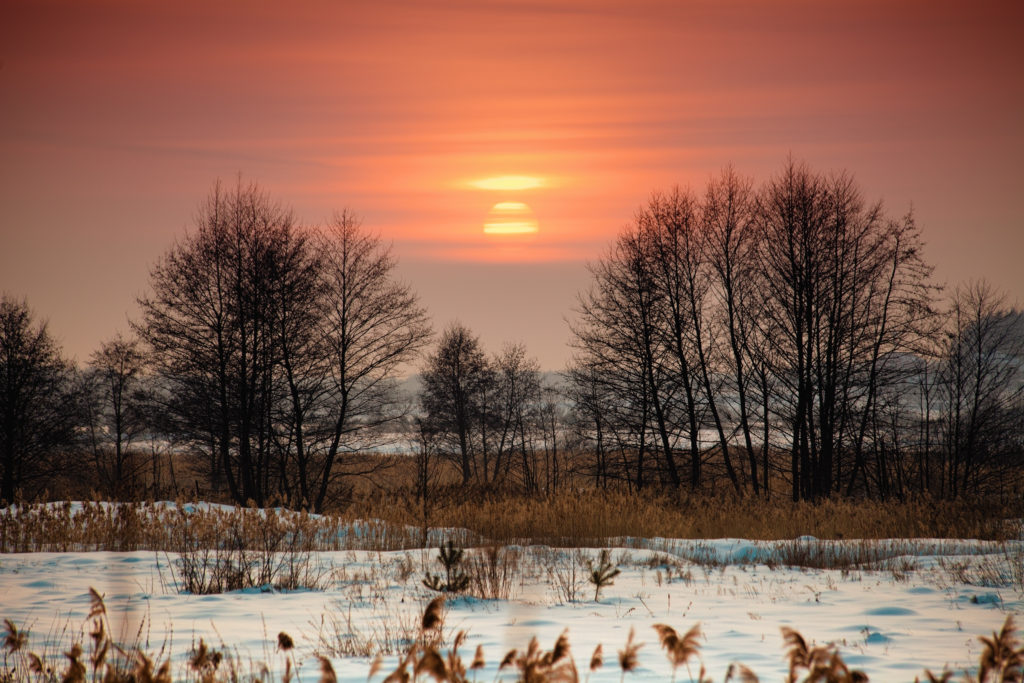 Beautiful winter sunset