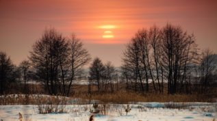 Beautiful winter sunset