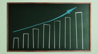 Chalkboard with graph that is increasing