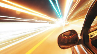 car accelerating through tunnel