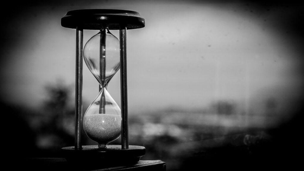 black and white hourglass