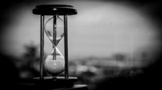 black and white hourglass