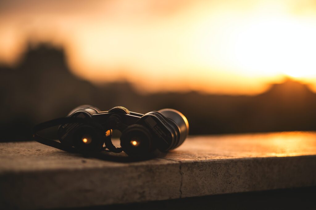 binoculars looking into distance