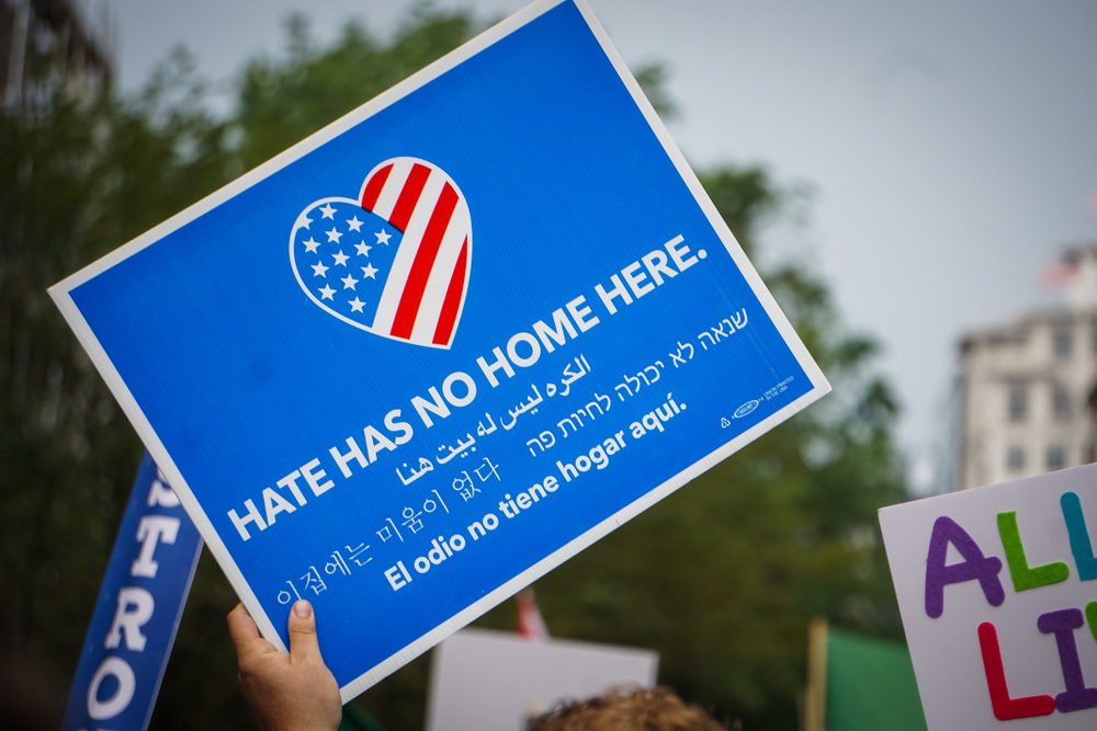 anti - hate protest image