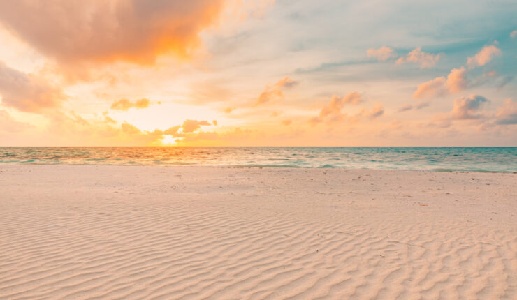 beach with sand and sunset