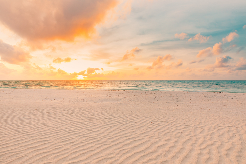 beach with sand and sunset