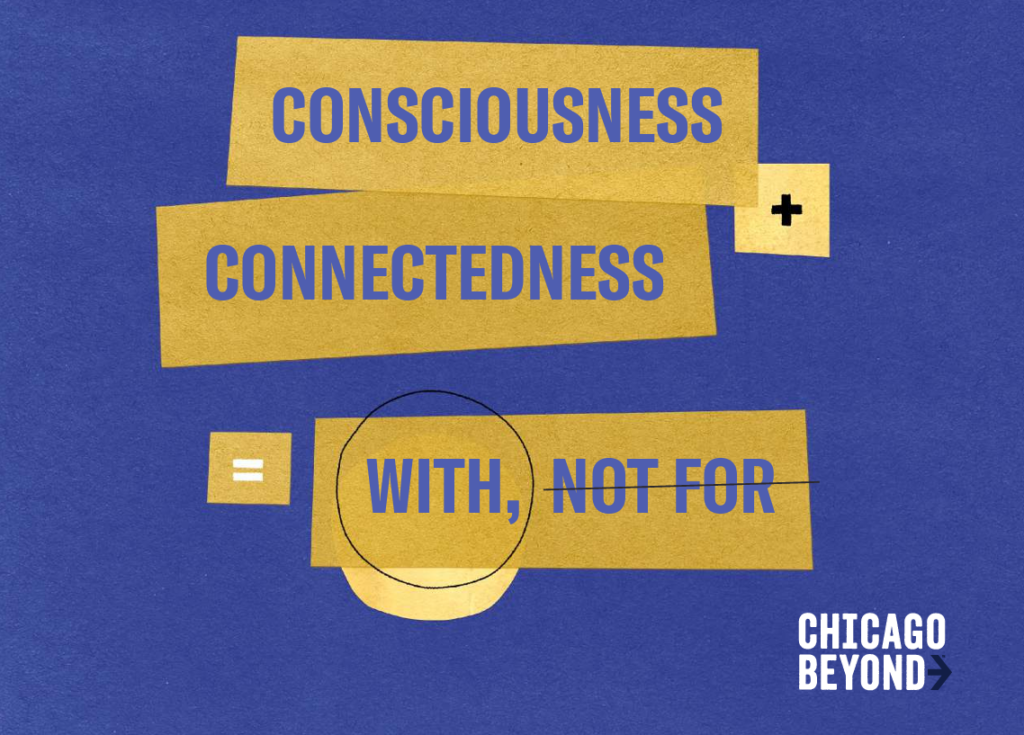 Image that says consciousness plus connectedness equals with, not for
