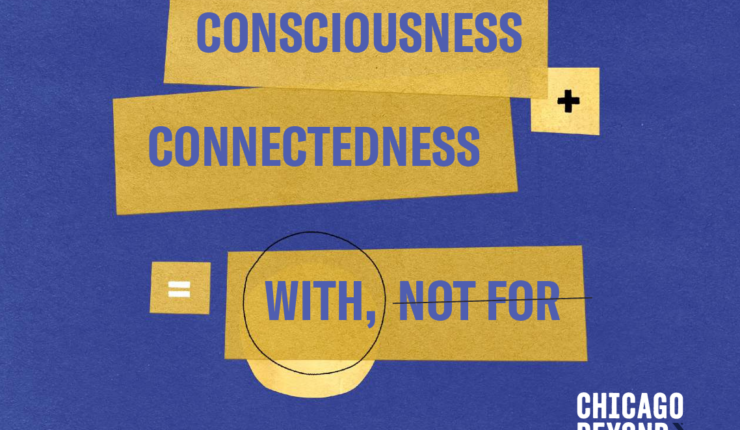 Image that says consciousness plus connectedness equals with, not for