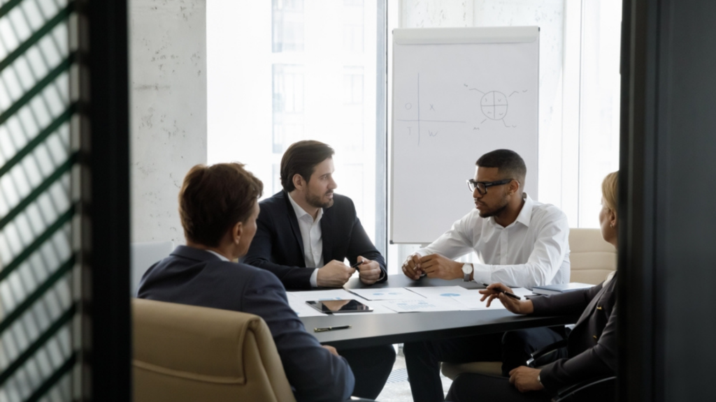 Non-family staff at a board meeting