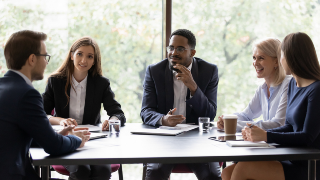 Board and non-family staff having a discussion