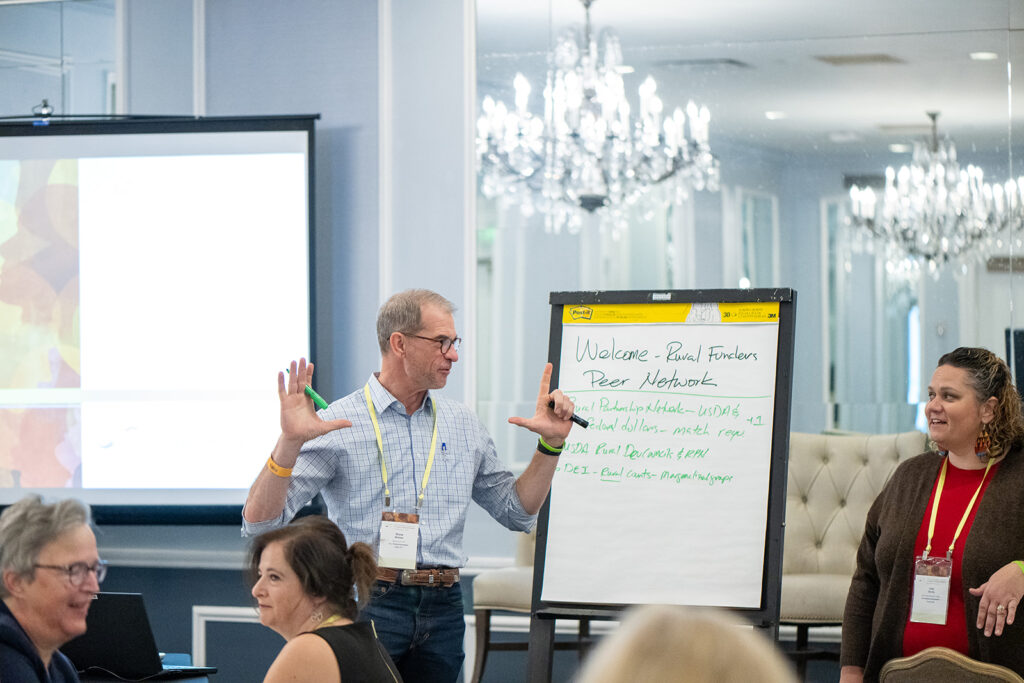 Wynn Rosser and Erin Borla leading a conversation on rural funding at the 2022 National Forum on Family Philanthropy